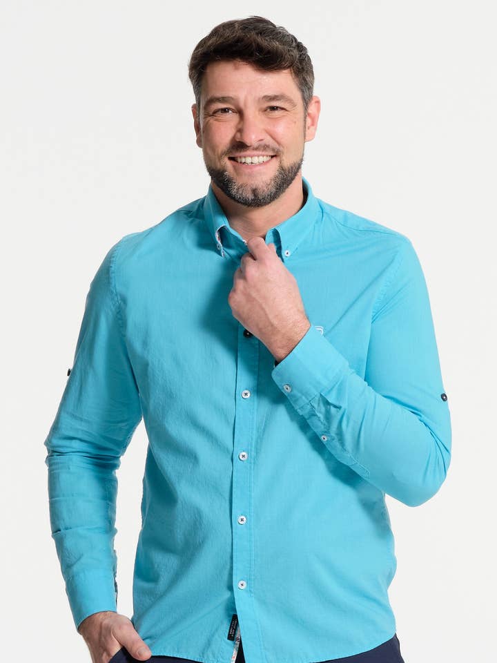 Blaues Herrenhemd für den Großhandel von J&JOY