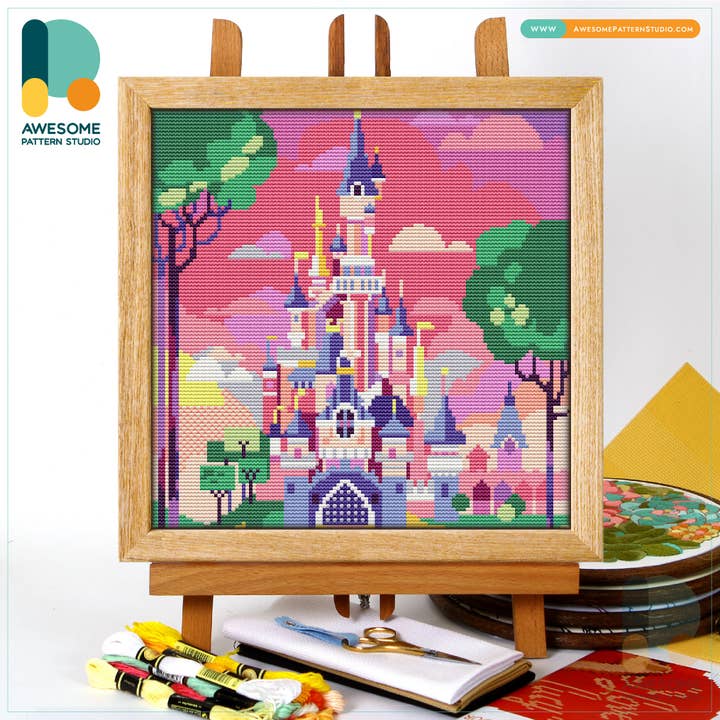 Awesome Pattern Studio – Großhandel Kreuzstich-/Stickzubehör – CS809-1 Paris Disney Castle, Kreuzstich-Set mit gezählten Zahlen