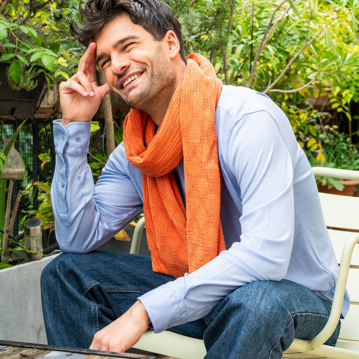 AV08 PARIS - Wholesale Scarf - Men's - MOJAVE MEN'S SCARF — FADED ORANGE IN ORGANIC COTTON2