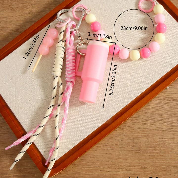 ACCITY - Wholesale Keychain - Women's - Cup Charm Keychain – Dual Strap & Beaded Design_CWMM75714