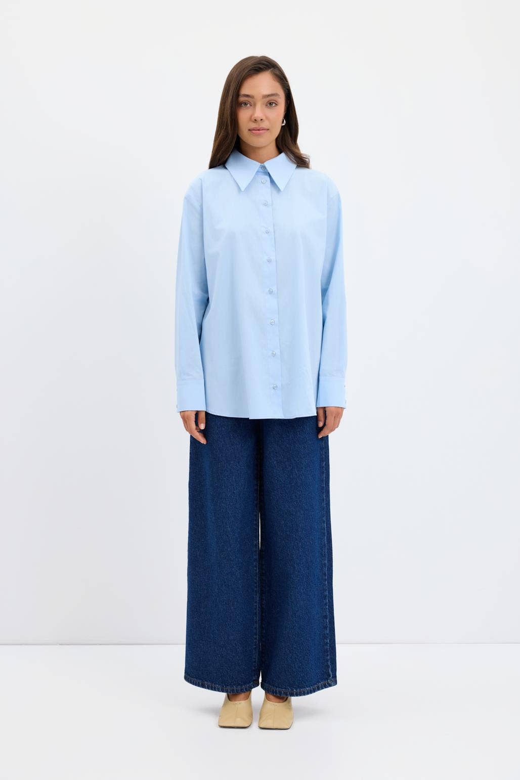 Kadriye Baştürk - Wholesale Button Down Shirt - Women's - Cotton Basic Shirt Blue1