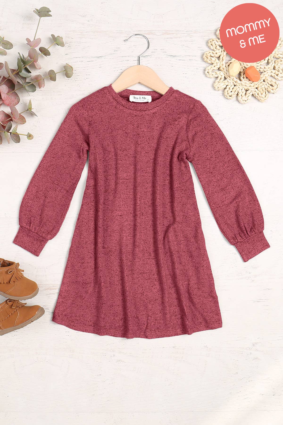 You & Me - Wholesale Jurk - Kinderen - YMD10063TKV-GEPOFTE HACCI GEBORSTELDE JURK MET LANGE MOUWEN VOOR KINDEREN4