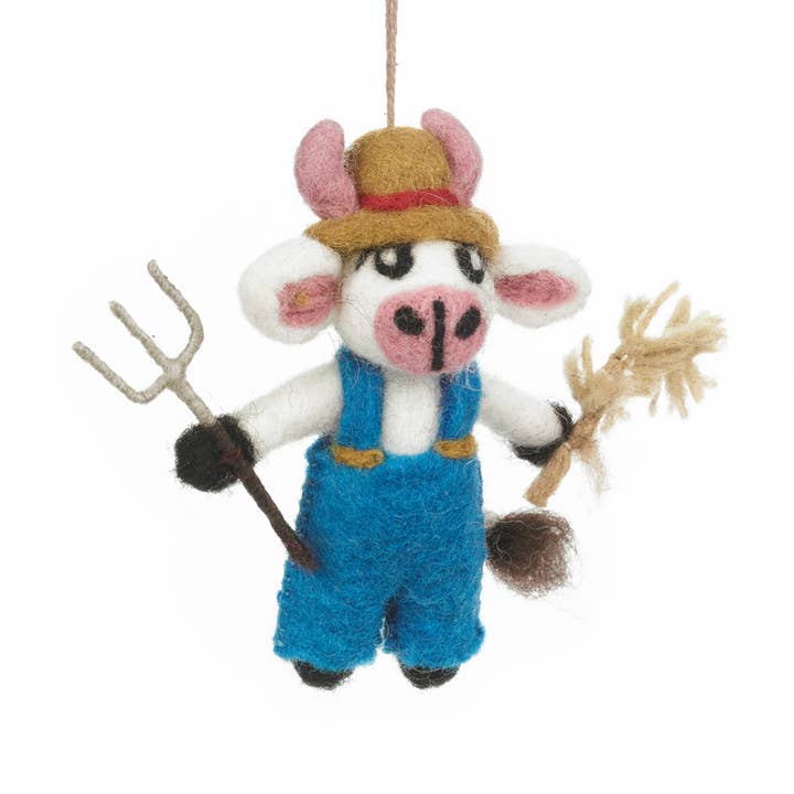 Håndlavet filt Angus den ko hængende landmand dekoration for engroshandel hos Felt So Good