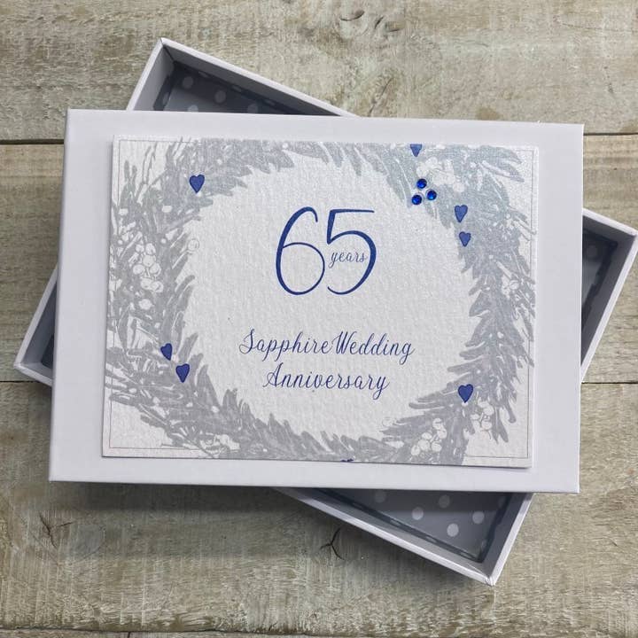 65th Sapphire Anniversary Mini Wreath Photo Album for wholesale by White Cotton Cards
