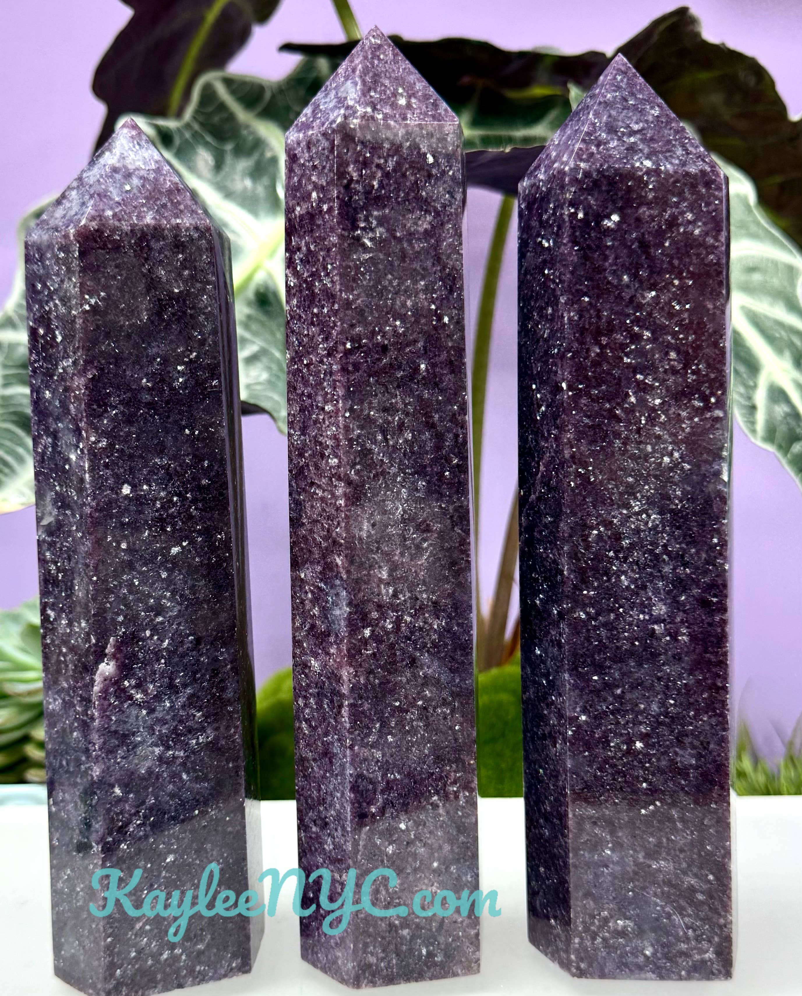 KayleeNYC - Wholesale Spiritual Stone/Crystal - 3 pcs large Natural Lepidolite Obelisk Tower Point2