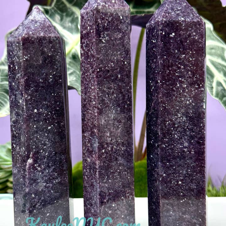 KayleeNYC - Wholesale Spiritual Stone/Crystal - 3 pcs large Natural Lepidolite Obelisk Tower Point2