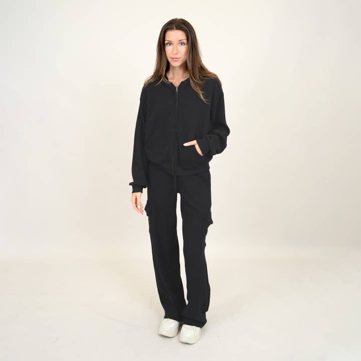 RD Style - Wholesale Hoodie - Women's - HAIDELYN WAFFLE ZIP UP HOODIE - 75T261S5