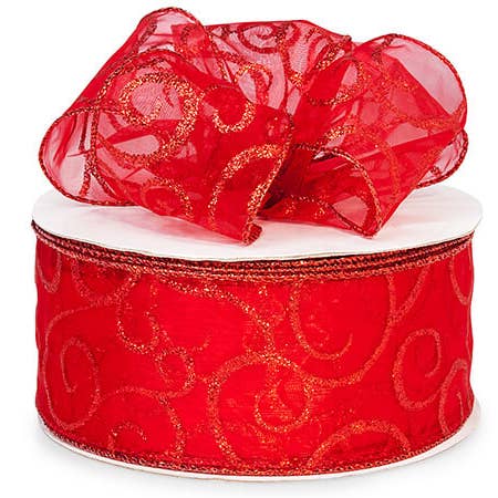 Wired Sheer Metallic Swirl Ribbon for wholesale by Nashville Wraps