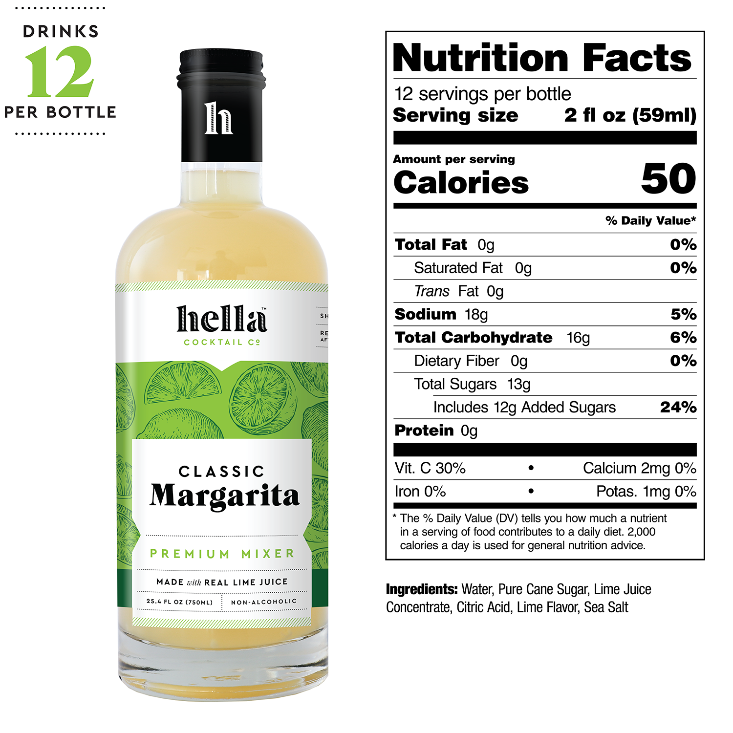 Hella Cocktail Co. - Wholesale Cocktail Mix/Syrup - Cocktail Mixer: Margarita, 750 ml (Case Pack of 6)2