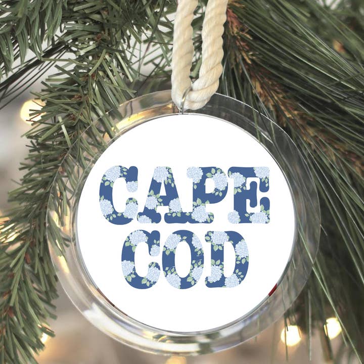 Cape Cod Massachusetts Acrylic Christmas Ornament for wholesale by WonderfullyWrittenCo