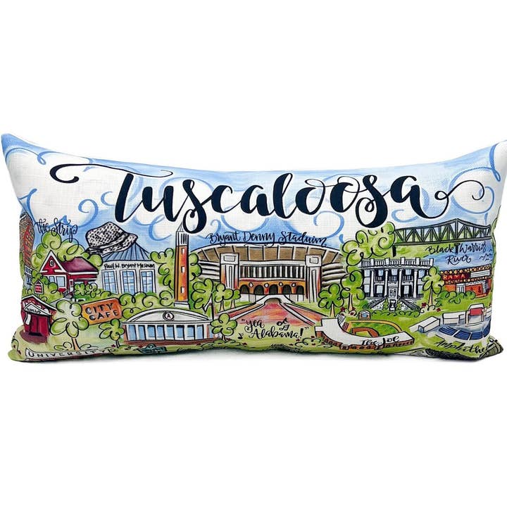 Tuscaloosa Vandfarve Malet Scene Pude for engroshandel hos Rachel Brooks Design, LLC