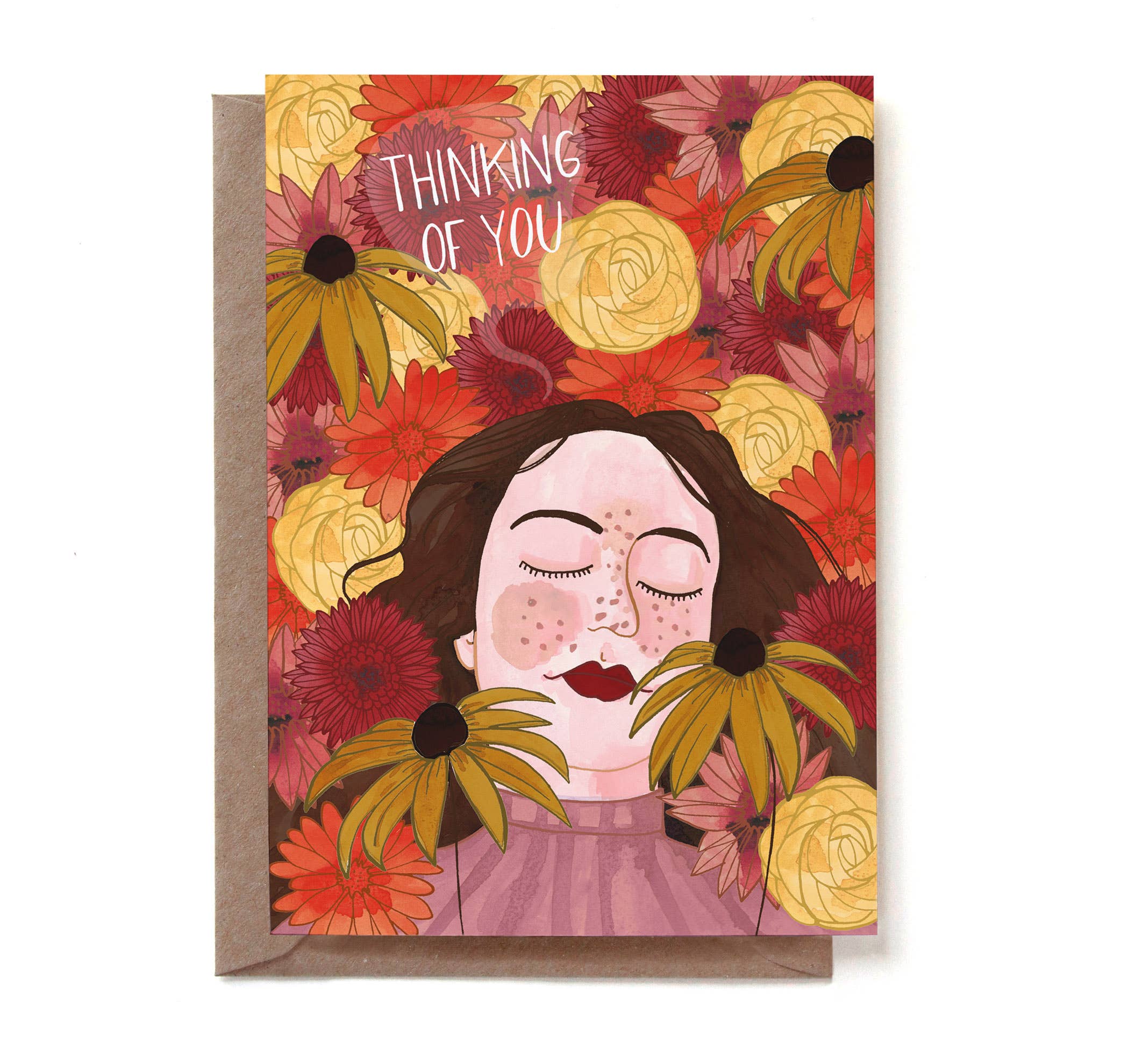 Reddish Design - Wholesale Thinking of You Card - RED2021-53 Thinking of flower girl0
