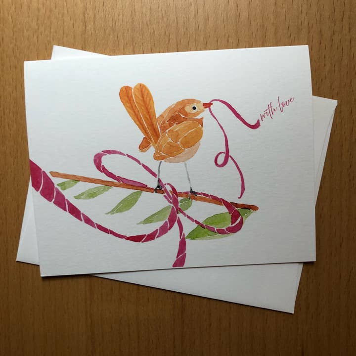 Carte de vœux Bird Ribbon with love All Occasion pour la vente par Rachelink Cards & Illustrations