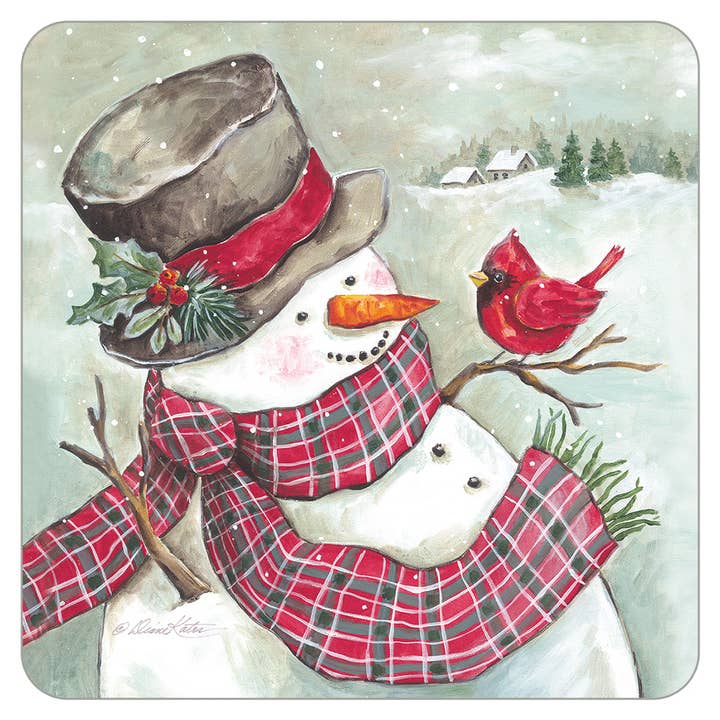 Snowman & Cardinal Friend Coaster for wholesale by Legacy