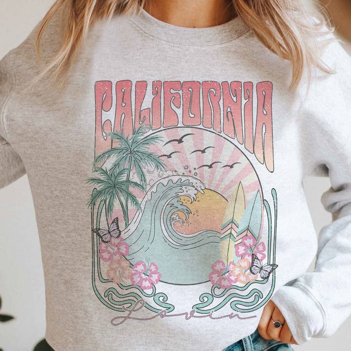 CALIFORNIA LOVIN Graphic Sweatshirt for wholesale by BLUME & CO.