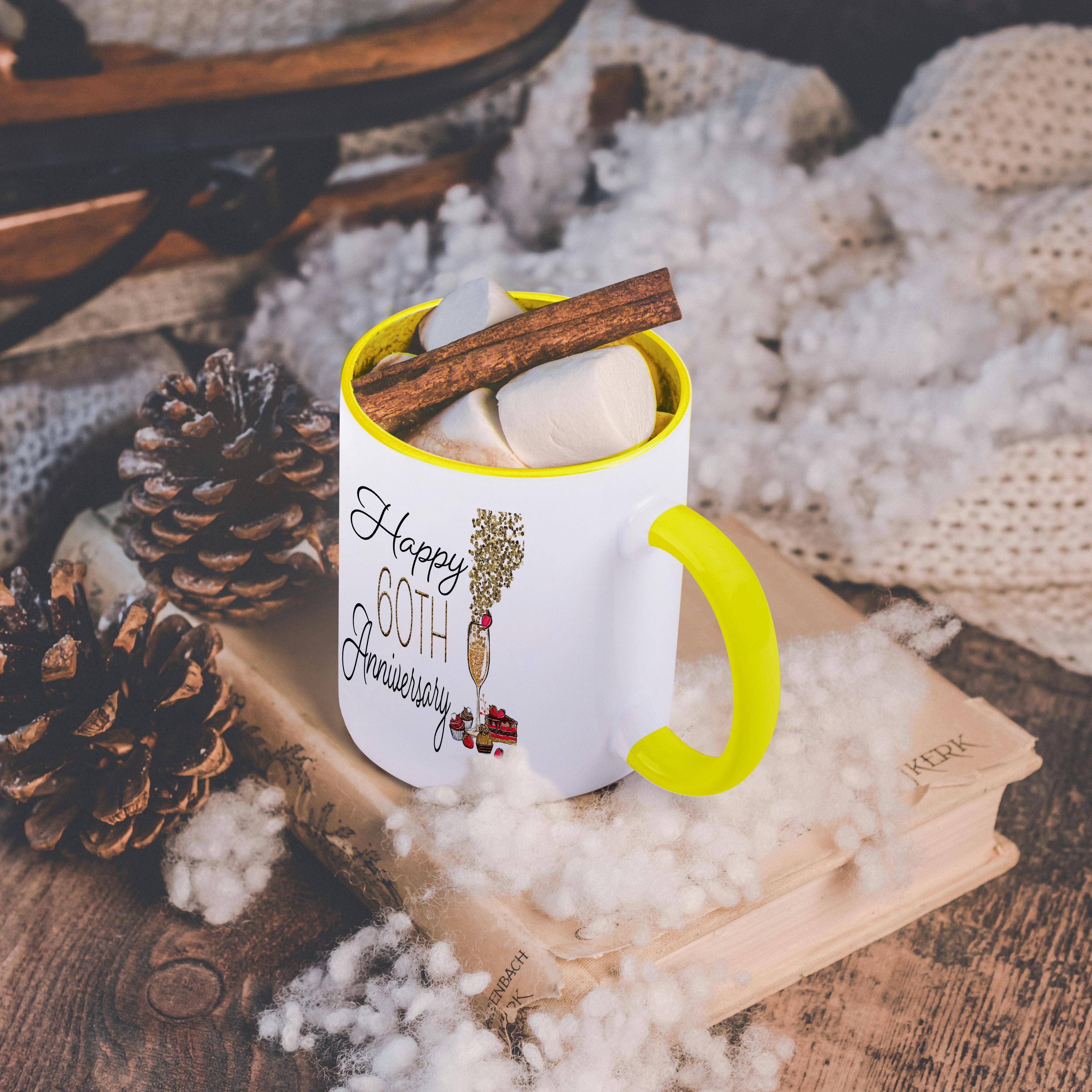 3dRose - Wholesale Coffee Mug - 3dRose, Happy 60th Anniversary Glass Of Champagne and Sweets, Mug5