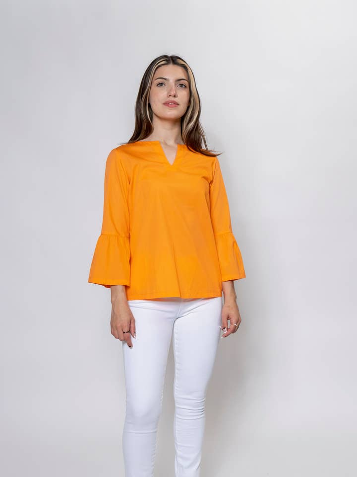 Bird of Paradise Savannah, maglietta con maniche increspate, da donna per la vendita all'ingrosso da parte di Carvalho Couture