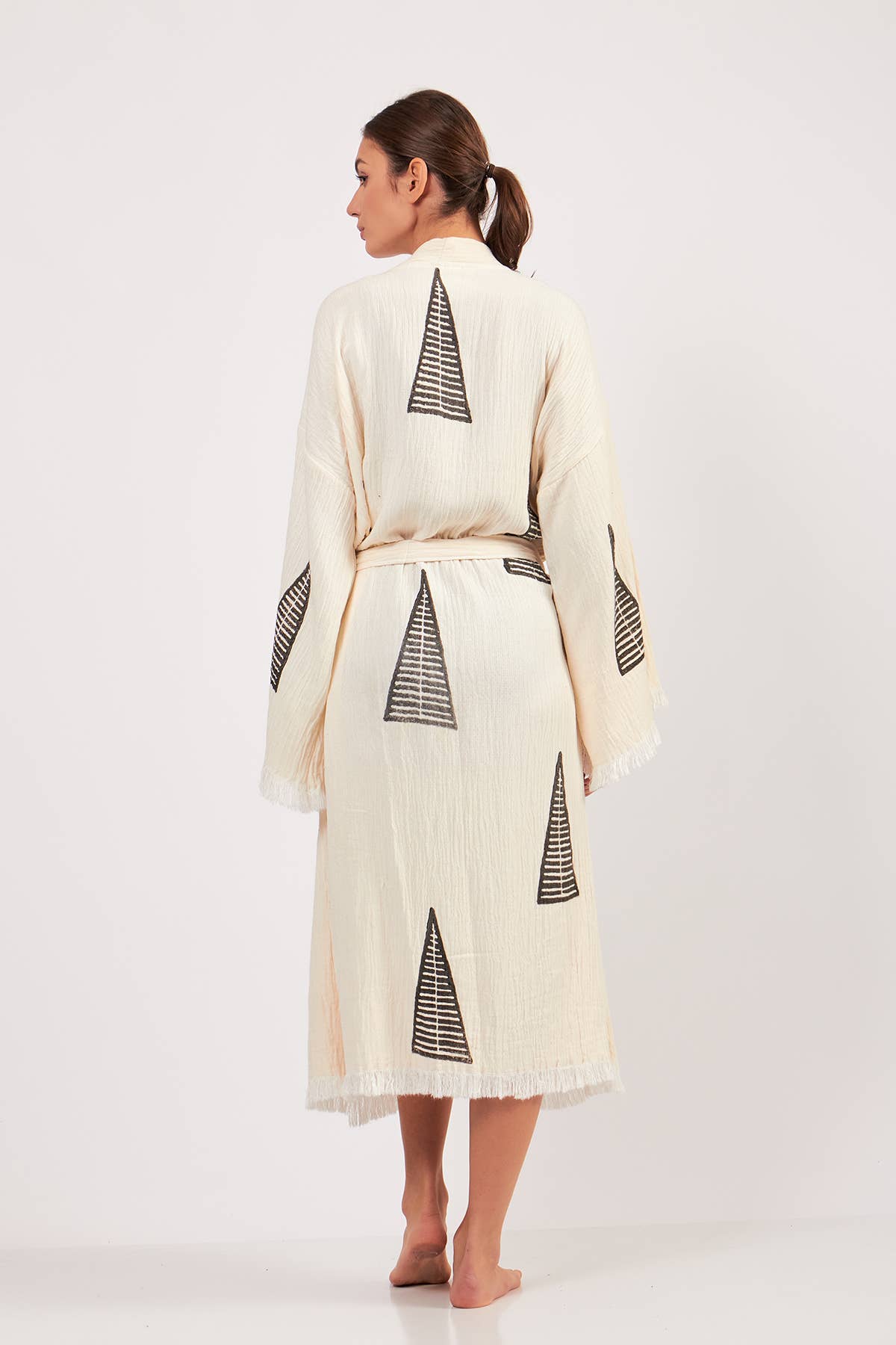 Yaz Concepts - Venta al por mayor Kimono - Mujer - Kimono turco de muselina de algodón con estampado de pirámides orgánicas, blanco9