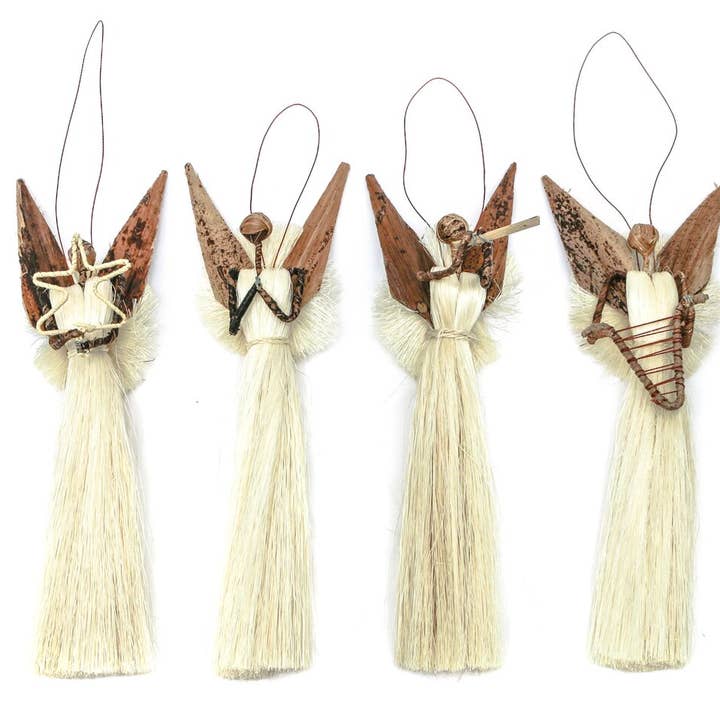 Banana Fiber and Sisal Angel Christmas Ornament Variety Pack for wholesale by Ornaments 4 Orphans