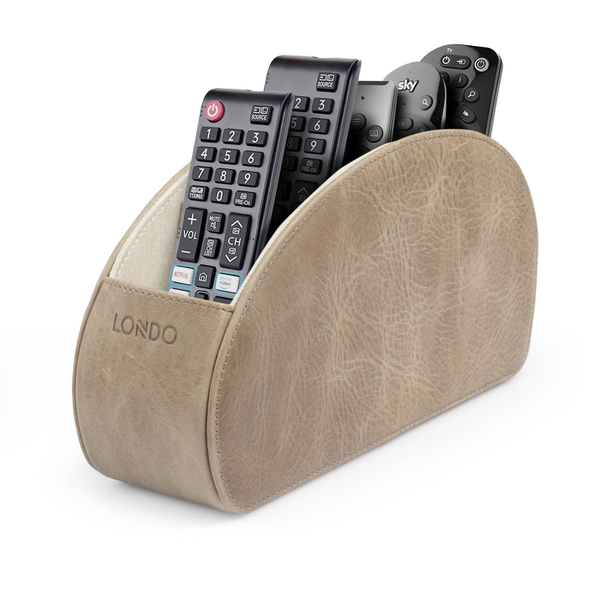 Londo - Wholesale Desk Organizer - Londo Remote Control Holder with 5 Pockets, Store DVD, Blu-Ray, TV, Roku or Apple TV Remotes, Italian Top Grain Leather with Suede Lining14