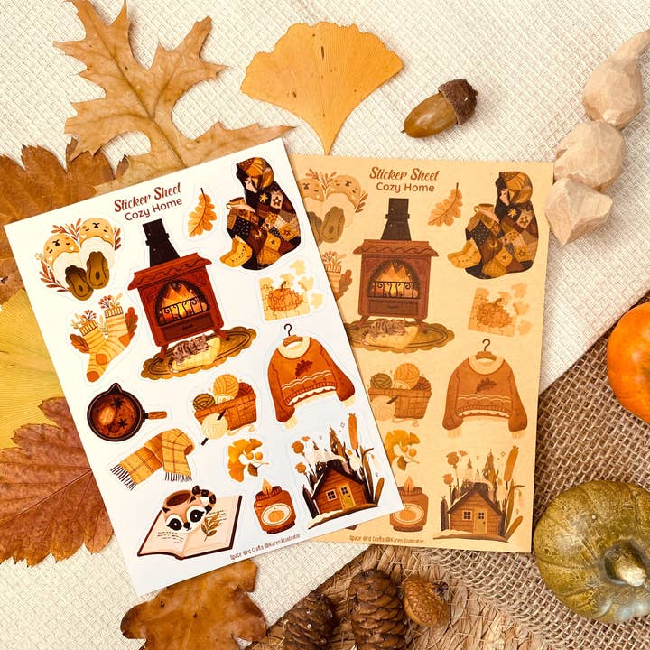 Cozy Home Sticker Sheet - Sticker Sheet - Bullet Journal for wholesale by Split Moon Studios