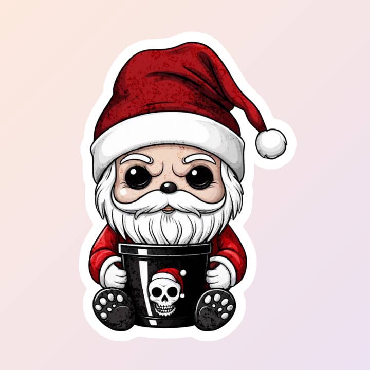 Creepy Cute Santa Goth Christmas Stickers for wholesale by Sorry Not Sorry Co