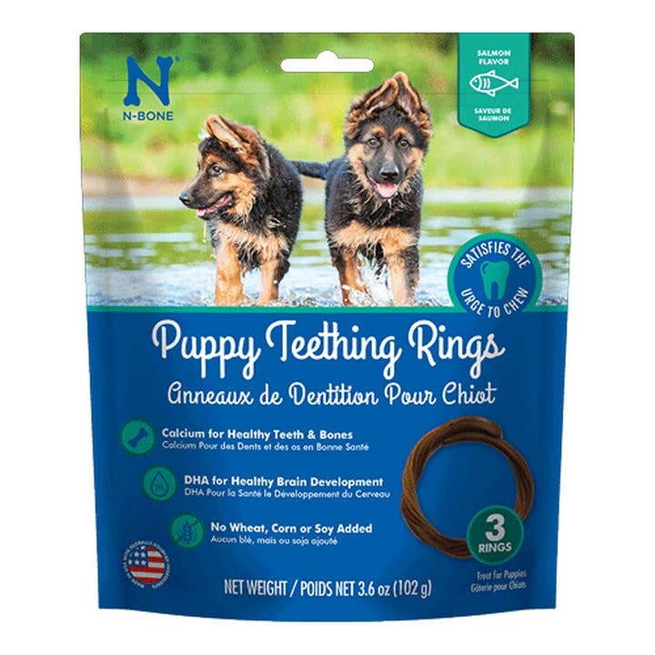N-Bone Puppy Teething Rings Salmon 3pk for wholesale by King Wholesale Pet Goods