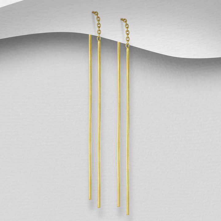 Oreilles en vermeil Stick Threader pour la vente par Kate Carr / PureNY Jewelry LLC