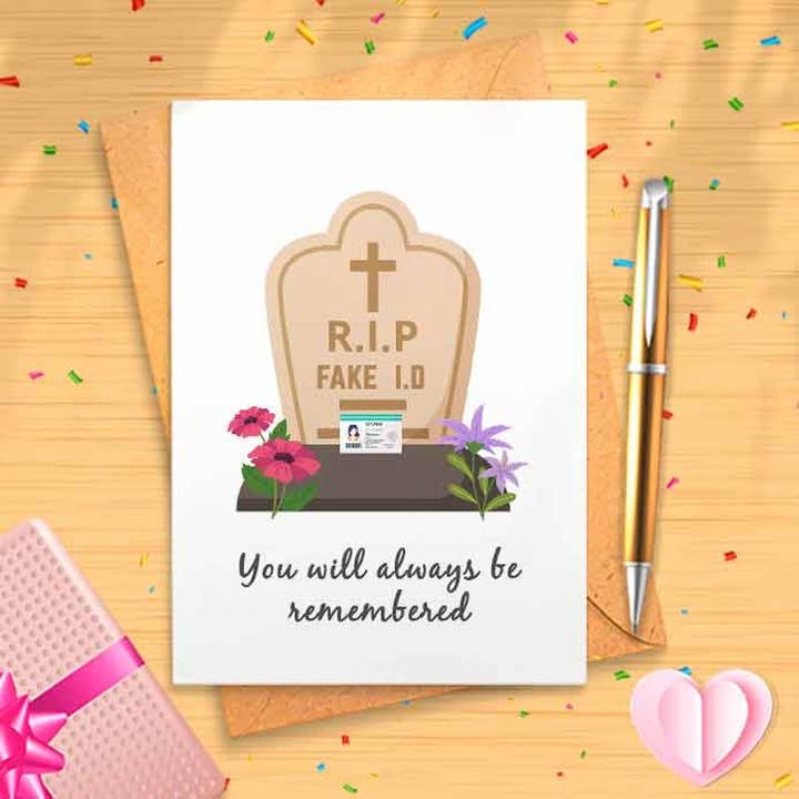 VenusArtsShop - Wholesale Birthday Card - Funny 21st Birthday Card RIP Fake ID - Best Friend Gift for