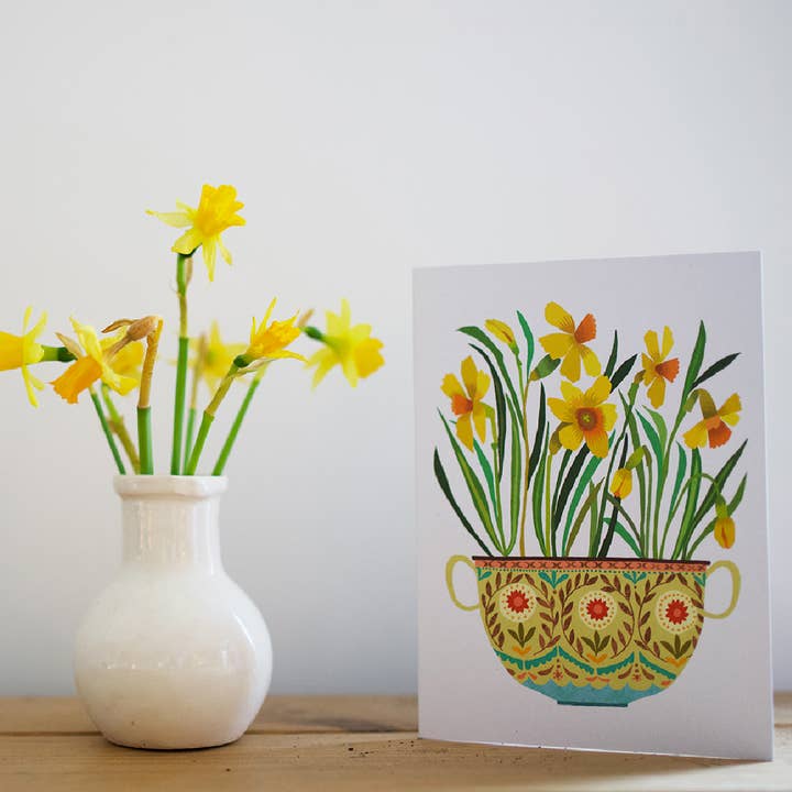 Brie Harrison Ltd – wholesale Everyday greeting card – Daffodil Pot Greetings Card1