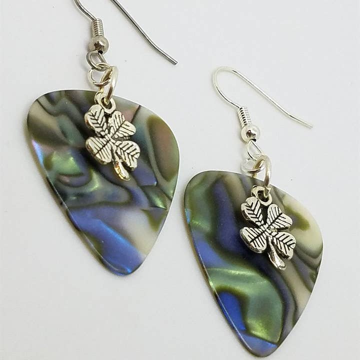 Simply Raevyn - Wholesale Dangle Earrings - Small Shamrock Charm Guitar Pick Earrings4