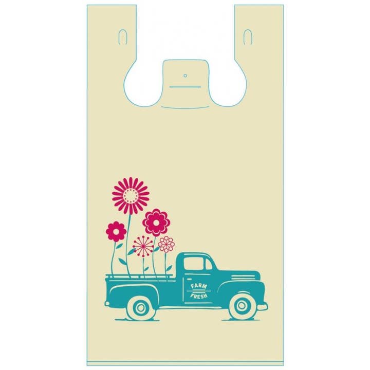 Flower Truck Plastic Bags Plastic t-shirt bags for wholesale by TCW