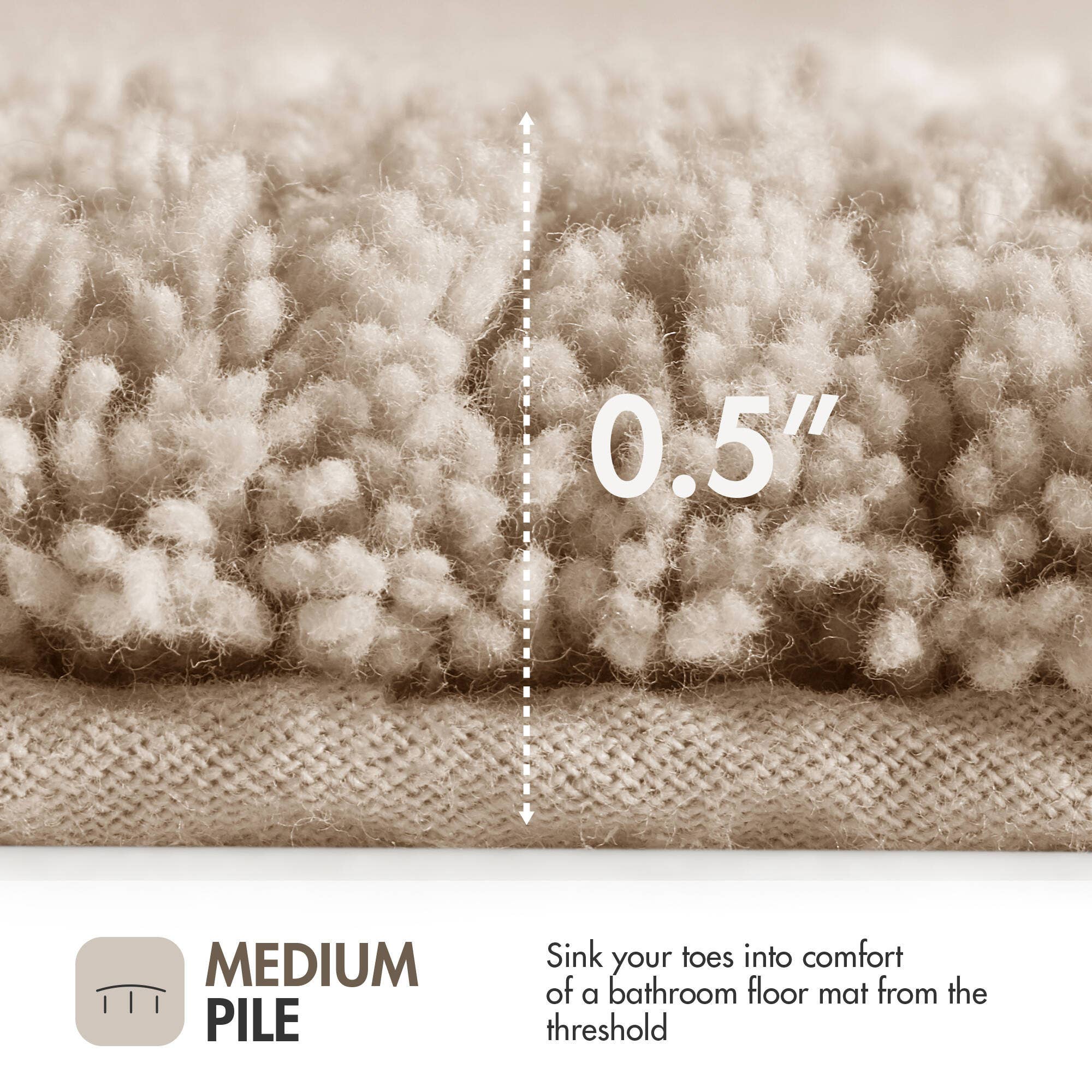 Olliix - Wholesale Bath Mat - High Pile Bordered Bathroom Rug, Taupe19