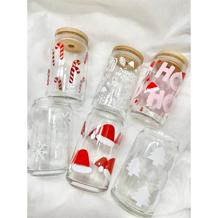 Candy Cane 16 oz Glass Cup for wholesale on Faire5