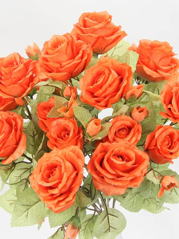 ROSE BUSH X 5 W/15 FLOWERS - GPB7338-TANGERINE for wholesale by General Wholesale Inc