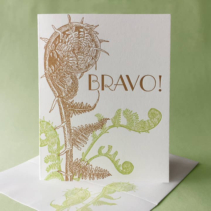 Fiddlehead Fern Bravo and Blank Note Card for wholesale by Painted Tongue Press