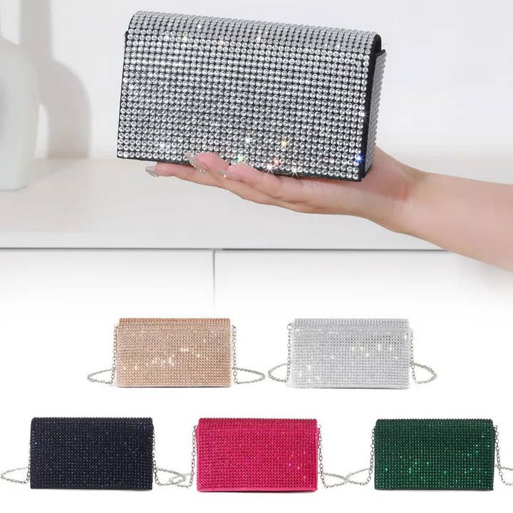 Mini glänzende Voll-Diamant-Strass-Quadrat-Abendtasche Schulterriemen Handtasche Polyester Wasserdicht Geeignet für Männer und Frauen für den Großhandel von Aromatized Collection
