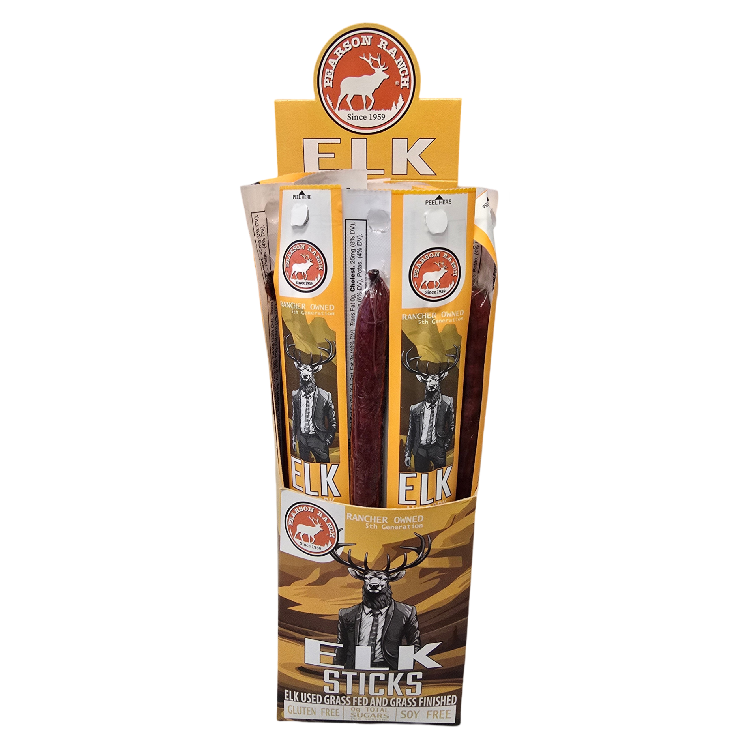 Pearson Ranch Elk & Bison Jerky - Wholesale Jerky - 24 Count Caddy - Elk Snack Sticks3