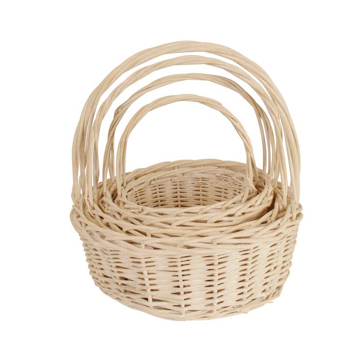 WALD IMPORTS - Wholesale Basket - Set of 4 Whitewash Willow Baskets