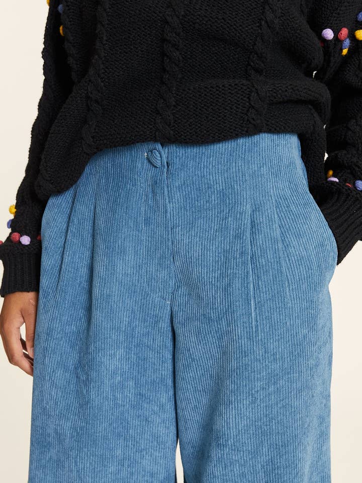 CULOTE DE PANA CON PINZAS AZUL for wholesale by Pepaloves