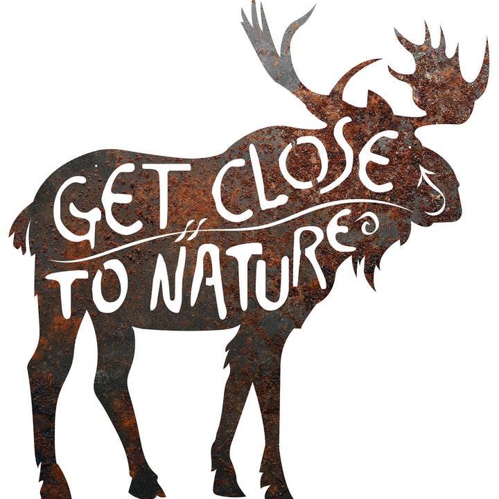 ALCE DE METAL RÚSTICO “CHEGAR PERTO DA NATUREZA” SINAL por atacado de Recherche Furnishings, Inc.