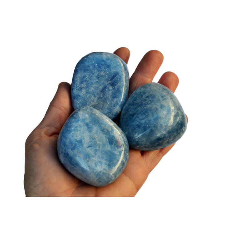 Pietra levigata di calcite blu XL (250 g, 500 g, 1000 g) per la vendita all'ingrosso da parte di Kaia & Crystals