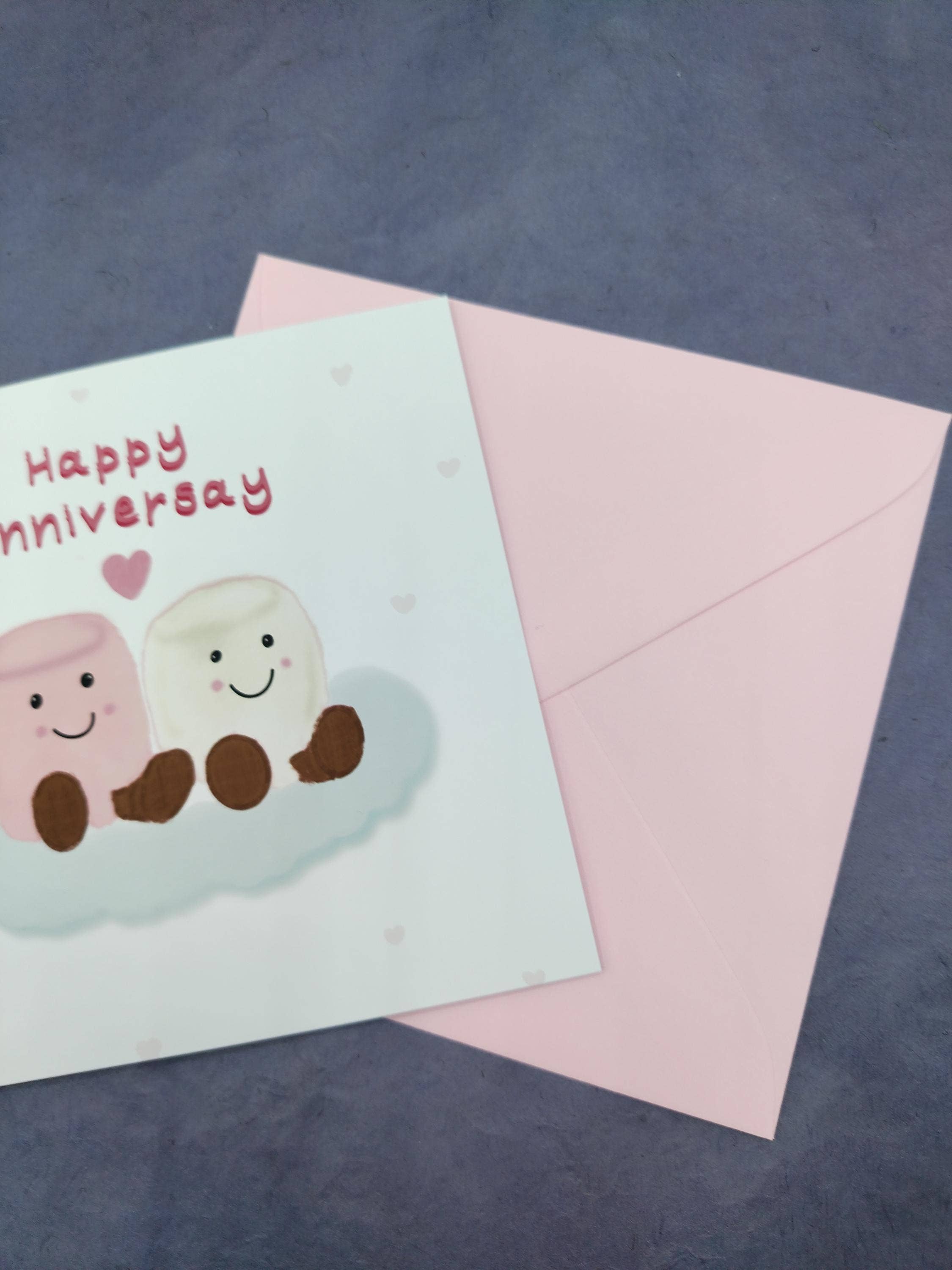 Rebecca Gladys – wholesale Anniversary card – Marshmallow Anniversary Cute Couple Card Pink & White4