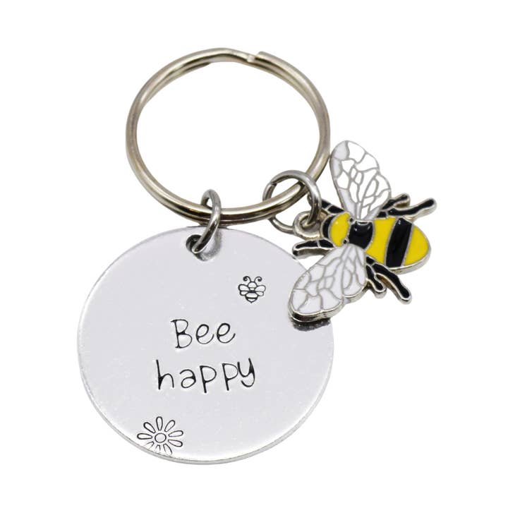 Porte-clés Bee Happy pour la vente par Stamped With Love