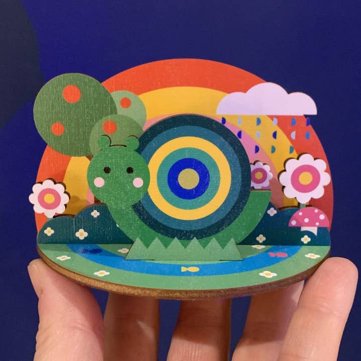 Rainbow Snail - colourful wooden desk accessory for wholesale by Hey There Munchquin