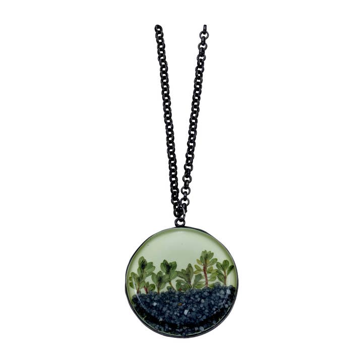Shari Dixon - Wholesale Pendant/Charm Necklace - "Succulents" Thyme Large Round Necklace1