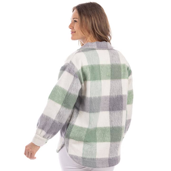Green/Gray Plaid Shacket for wholesale on Faire
