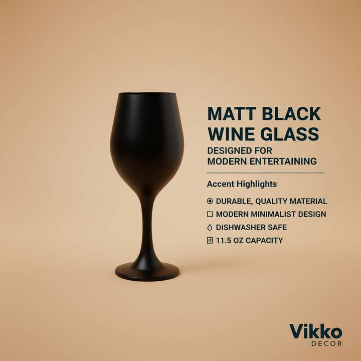 Kadra Kitchenware - Wholesale Wine Glass - Vikko Decor - Matt Black, Wine Glass, 11.5 Oz3