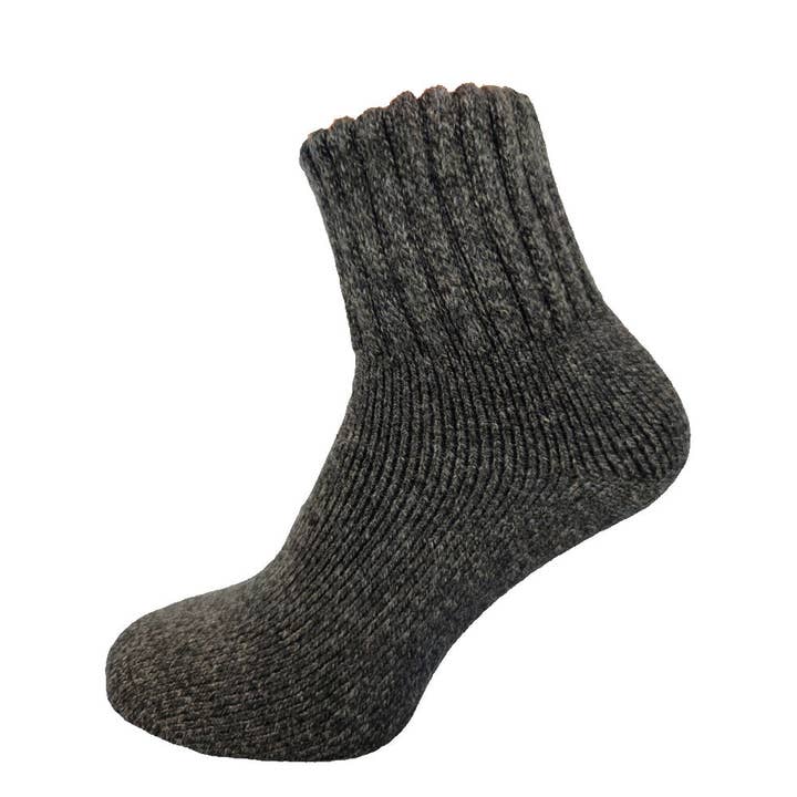 Dark Grey thick wool blend socks with ribbed cuff for wholesale by GEMJAR LTD