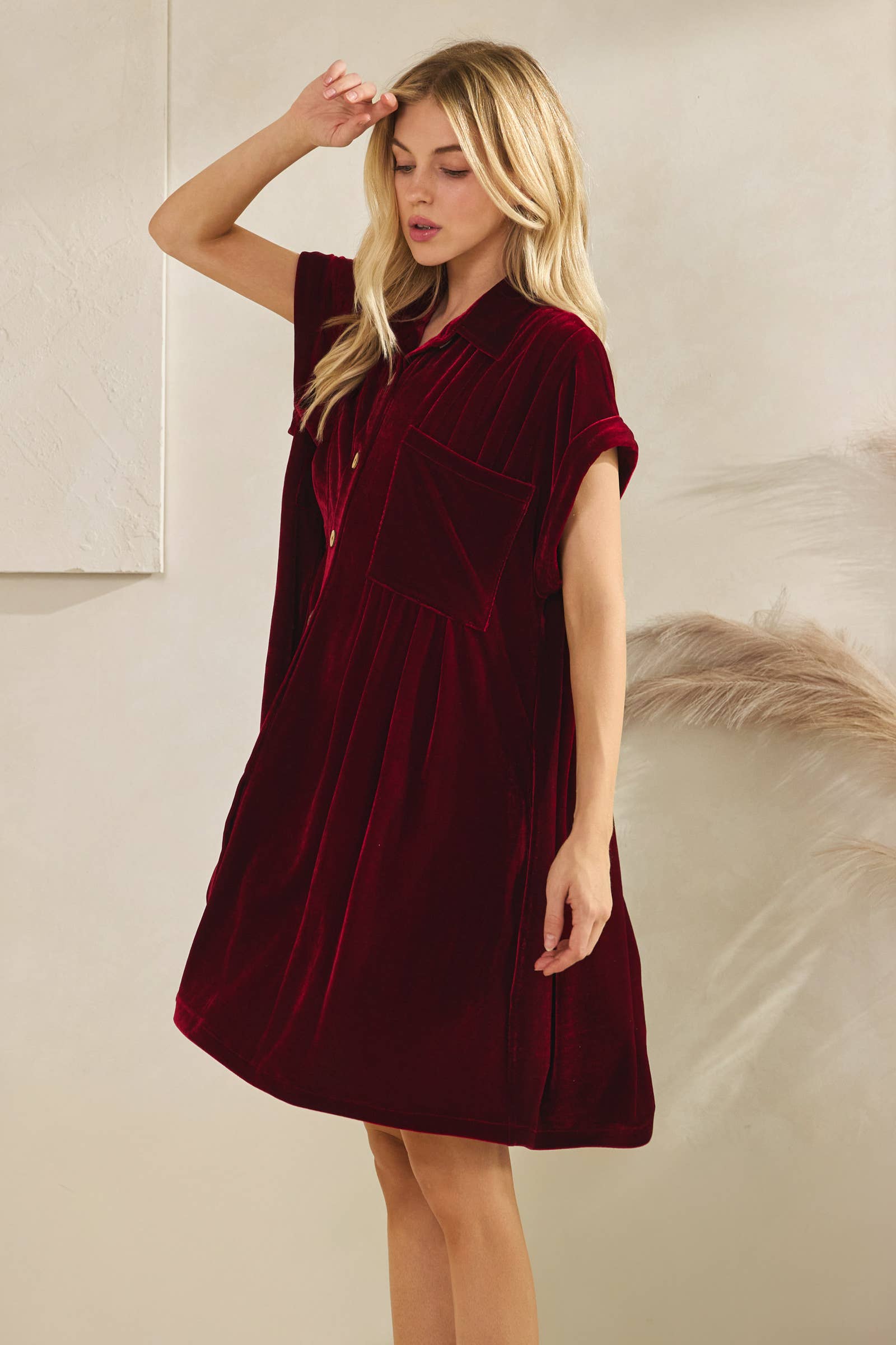 Sewn and Seen - Vente Robe – femme - Robe plissée en velours3
